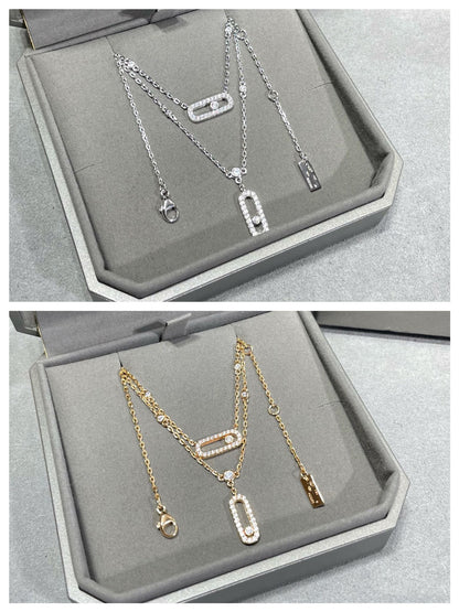 [⭐Aura ]MOVE 2 ROW DIAMOND NECKLACE