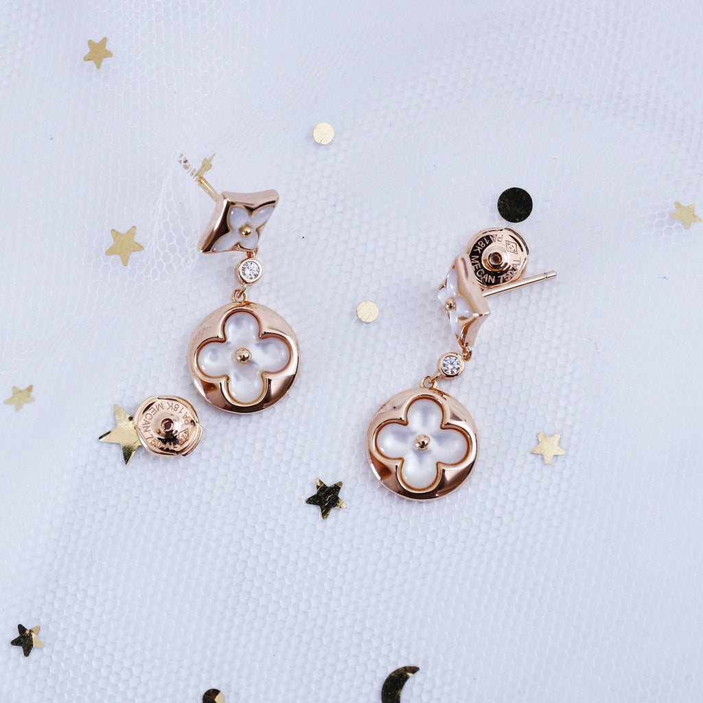 Aura STAR AND SUN PINK GOLD MOP DROP EARRINGS