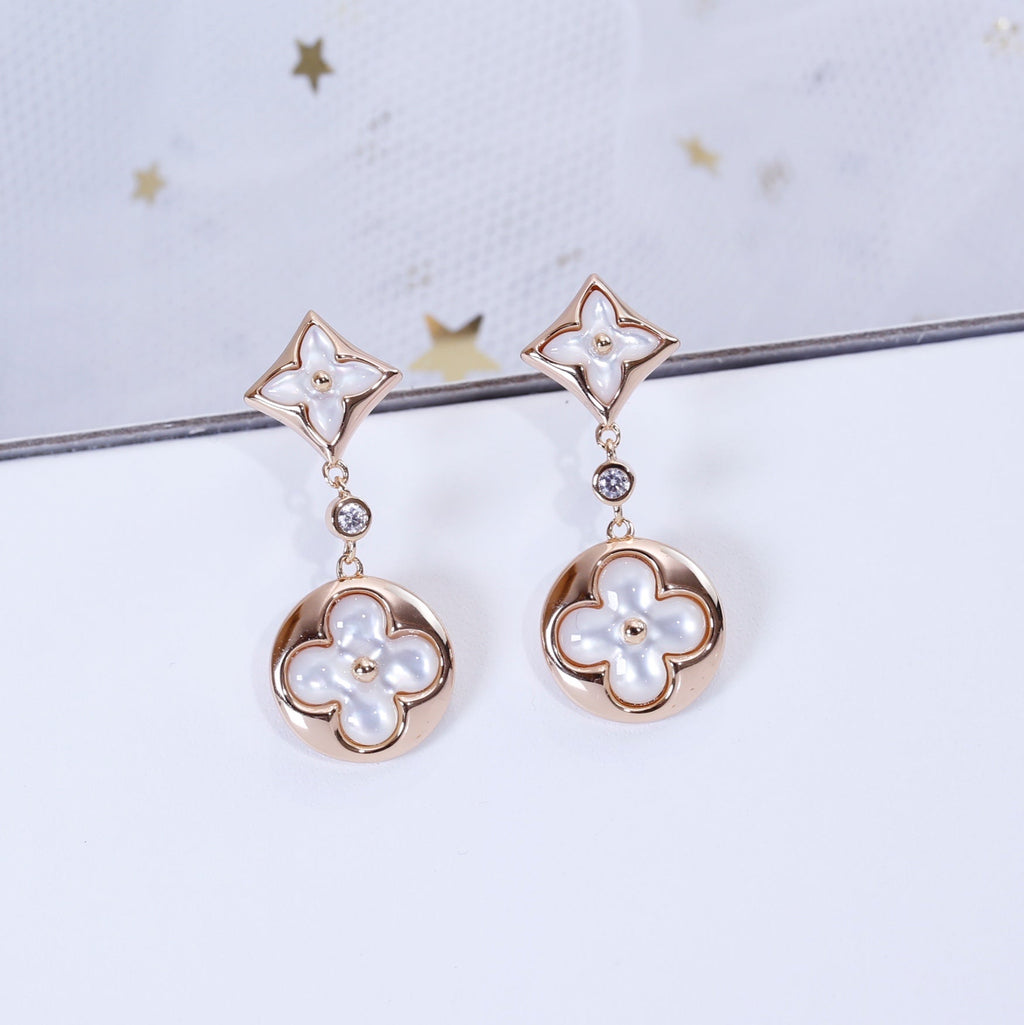 Aura STAR AND SUN PINK GOLD MOP DROP EARRINGS