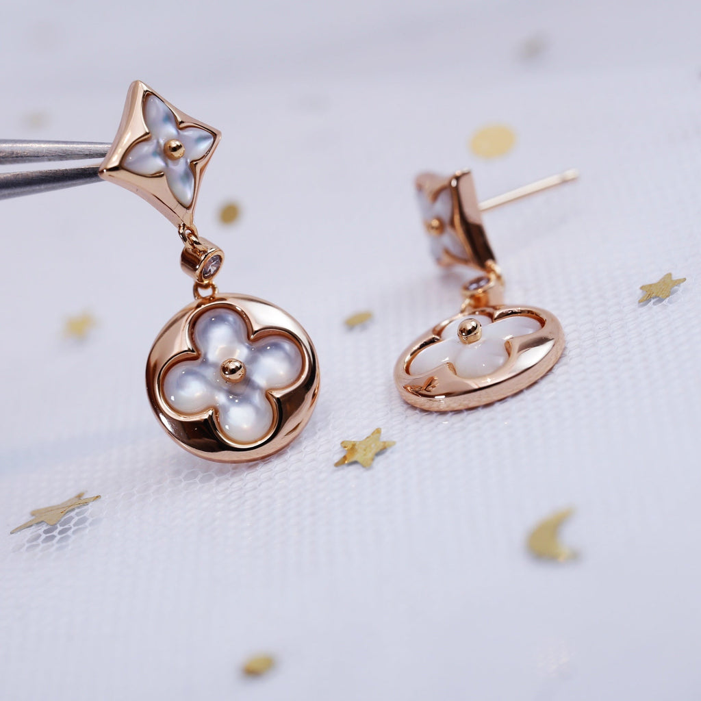 Aura STAR AND SUN PINK GOLD MOP DROP EARRINGS