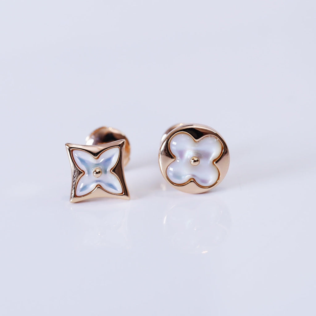 Aura STAR AND SUN PINK GOLD MOP STUD EARRINGS