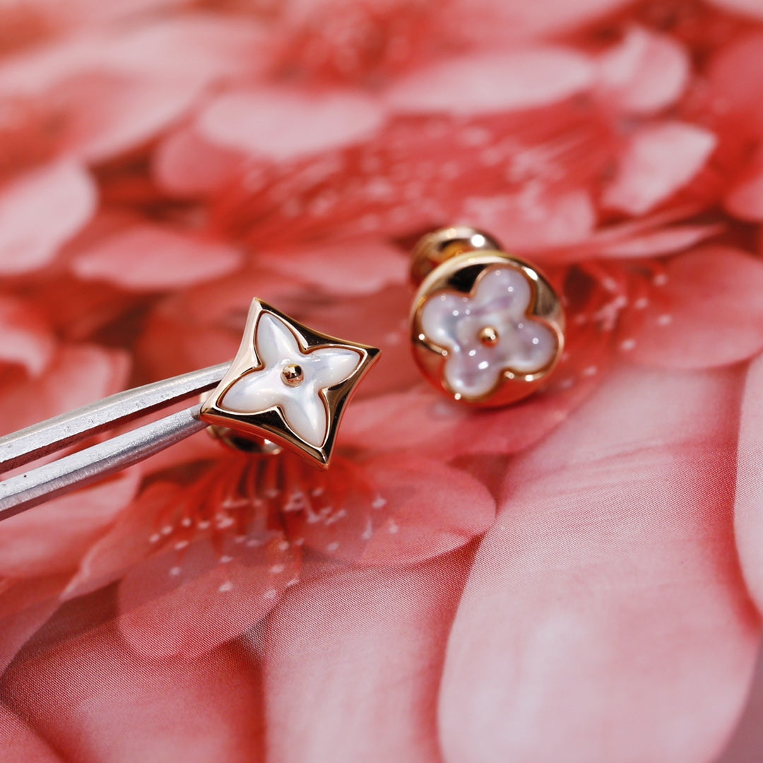 Aura STAR AND SUN PINK GOLD MOP STUD EARRINGS
