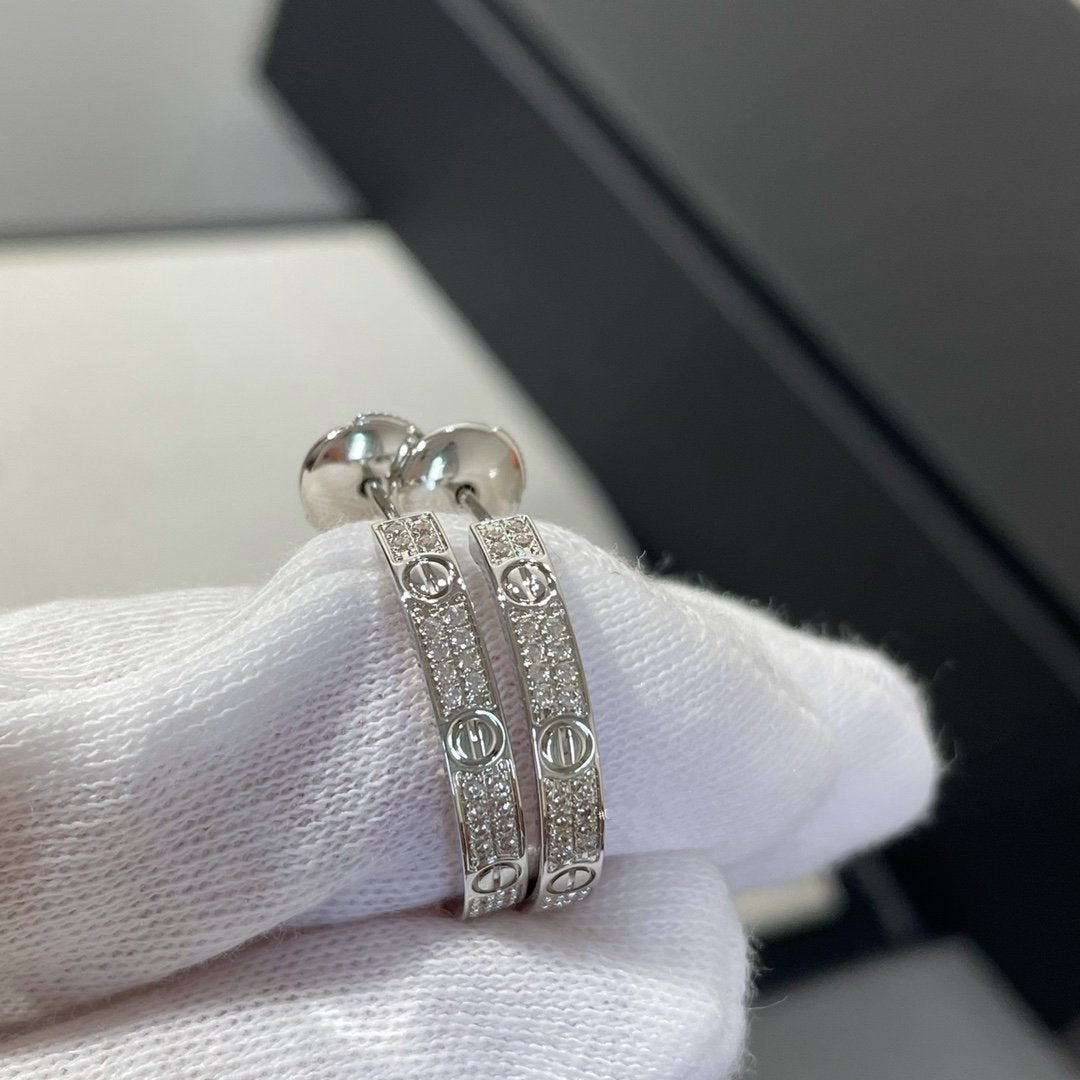 Aura LOVE DIAMOND SILVER HOOP EARRINGS