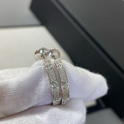 [⭐Aura ]LOVE DIAMOND SILVER HOOP EARRINGS