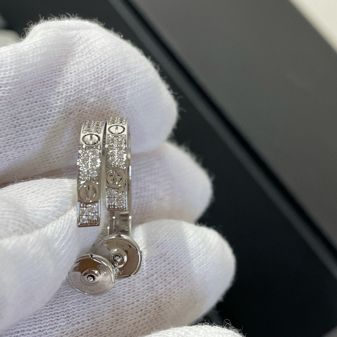 Aura LOVE DIAMOND SILVER HOOP EARRINGS