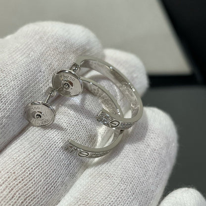 [⭐Aura ]LOVE DIAMOND SILVER HOOP EARRINGS