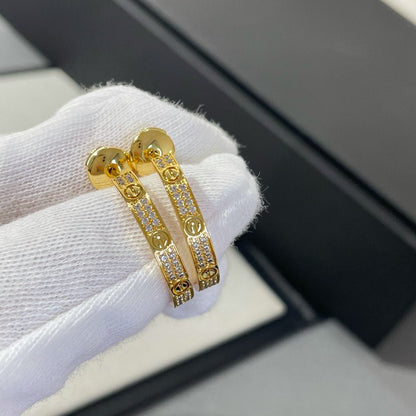 [⭐Aura ]LOVE DIAMOND GOLD HOOP EARRINGS