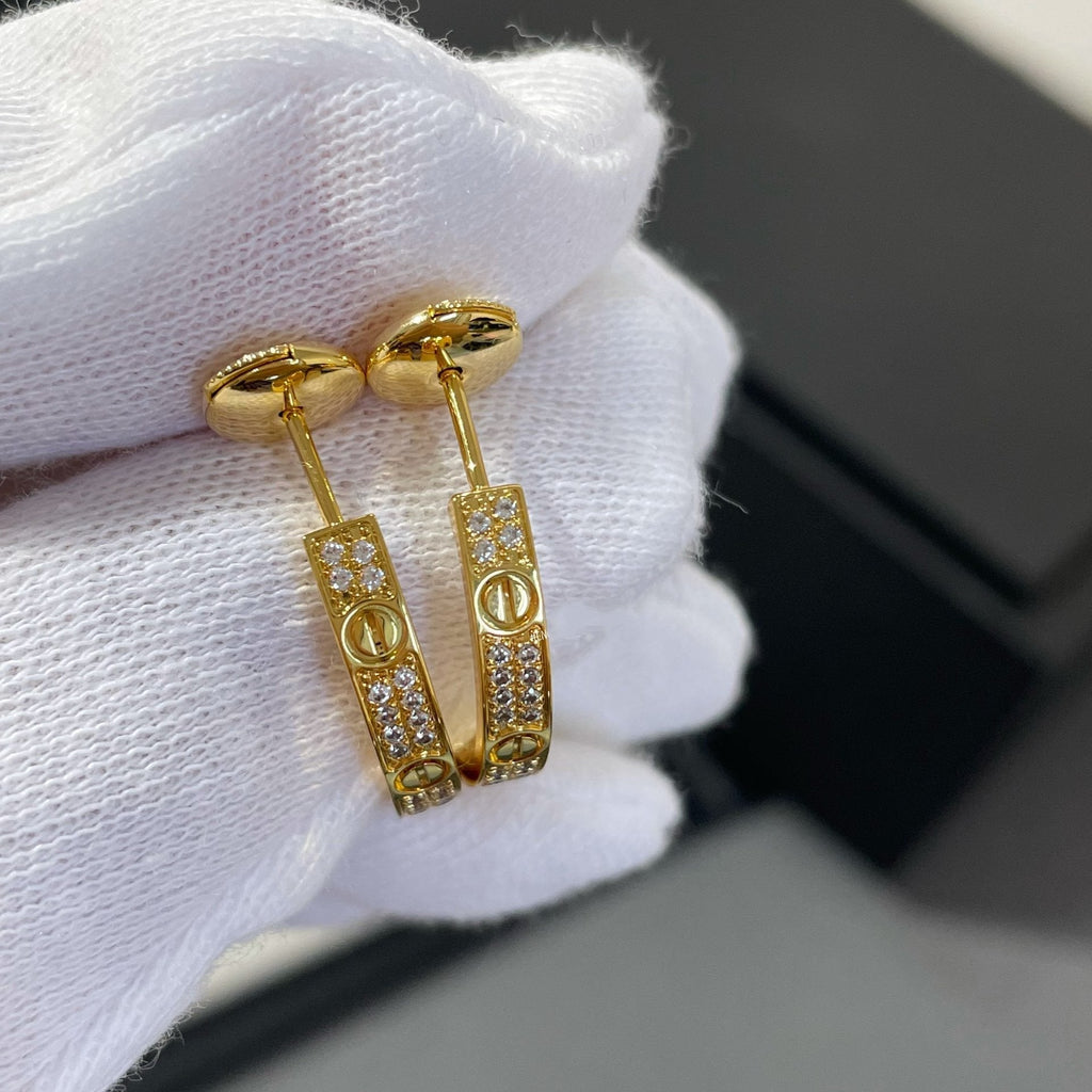 Aura LOVE DIAMOND GOLD HOOP EARRINGS