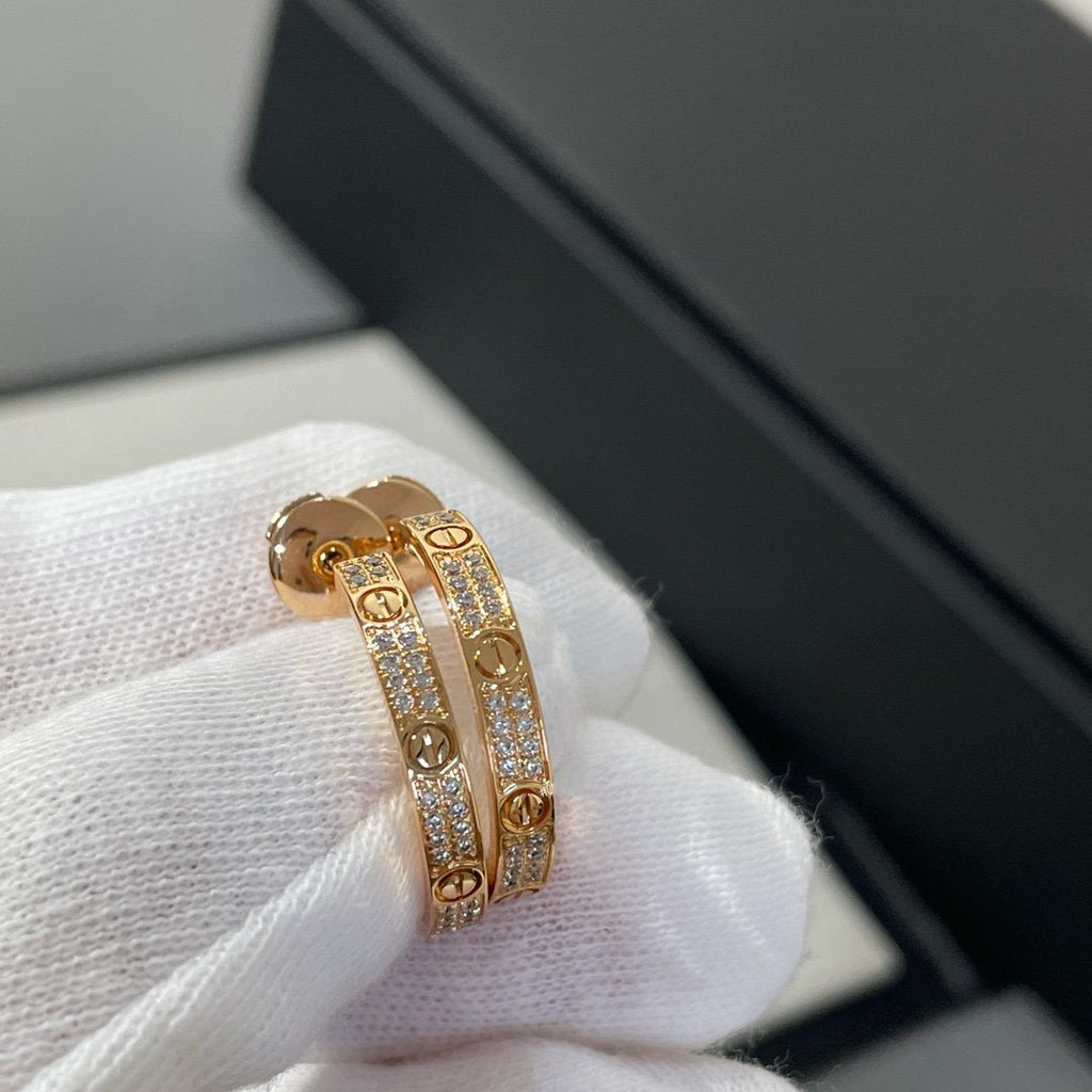 Aura LOVE DIAMOND PINK GOLD HOOP EARRINGS