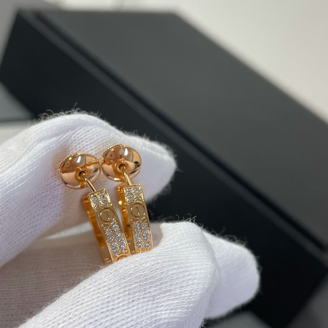 Aura LOVE DIAMOND PINK GOLD HOOP EARRINGS