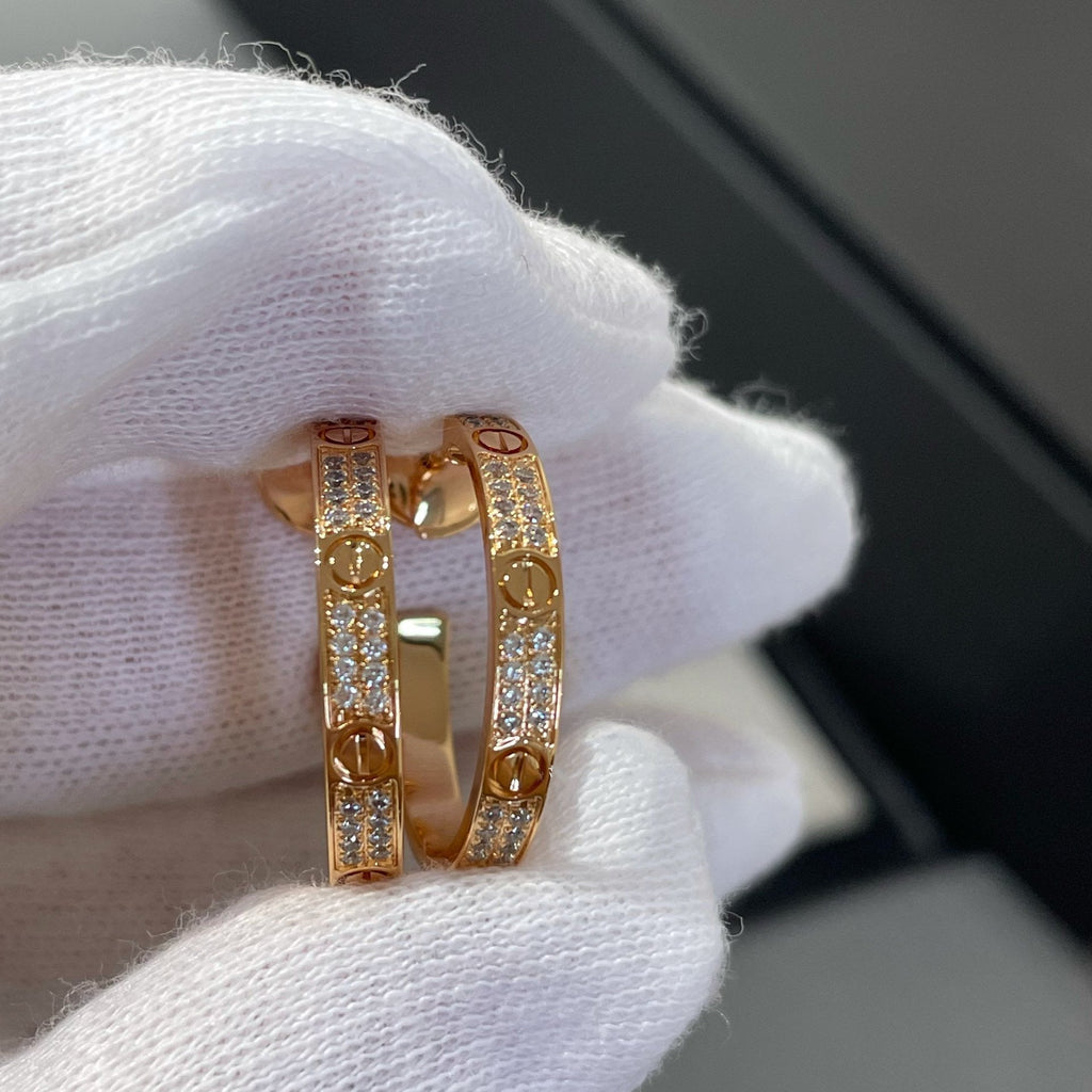 Aura LOVE DIAMOND PINK GOLD HOOP EARRINGS