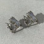 Aura CLOVER CHALCEDONY SILVER STUD EARRINGS