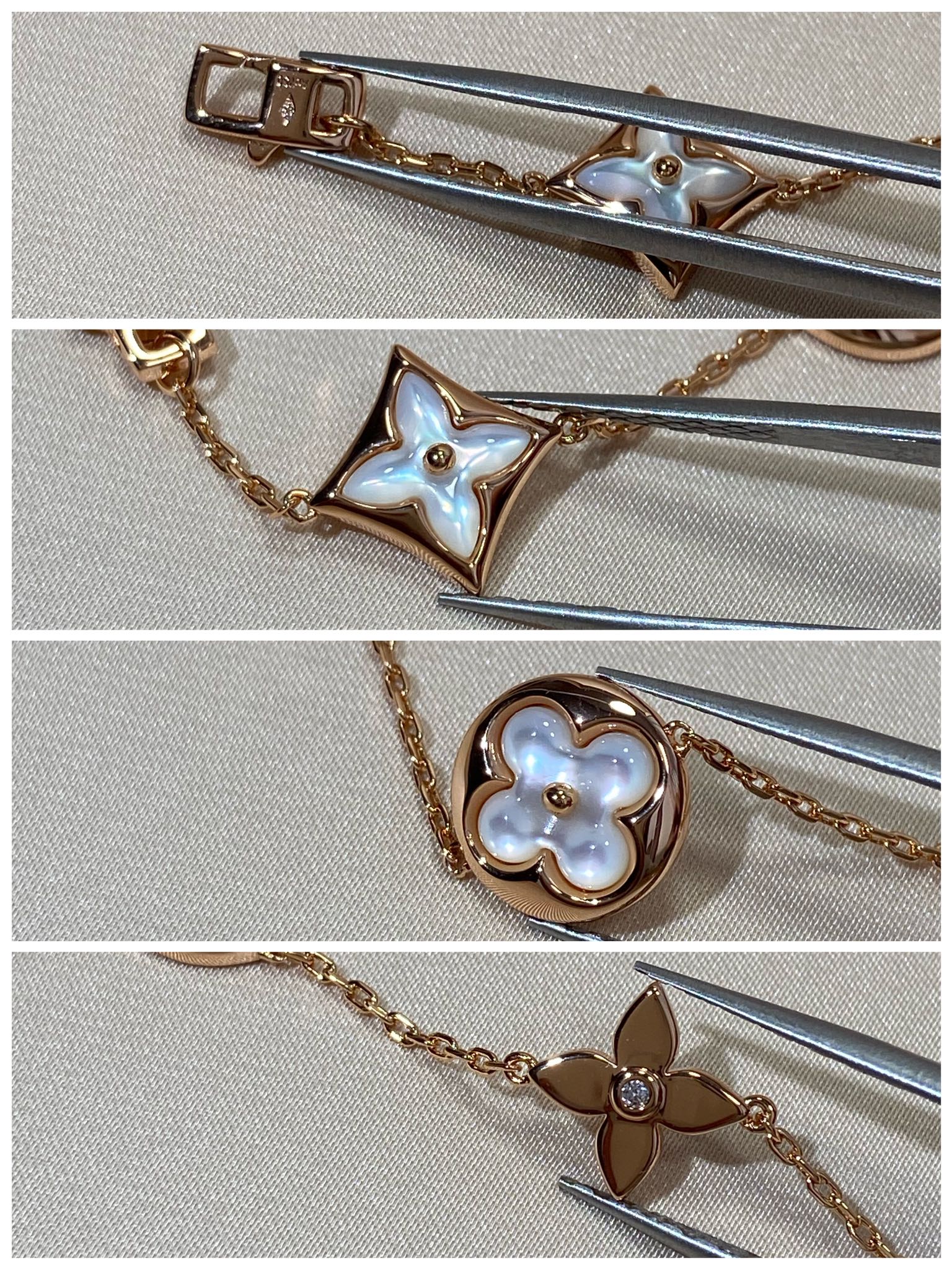 Aura STAR AND SUN 5 MOTIF MOP PINK GOLD BRACELET
