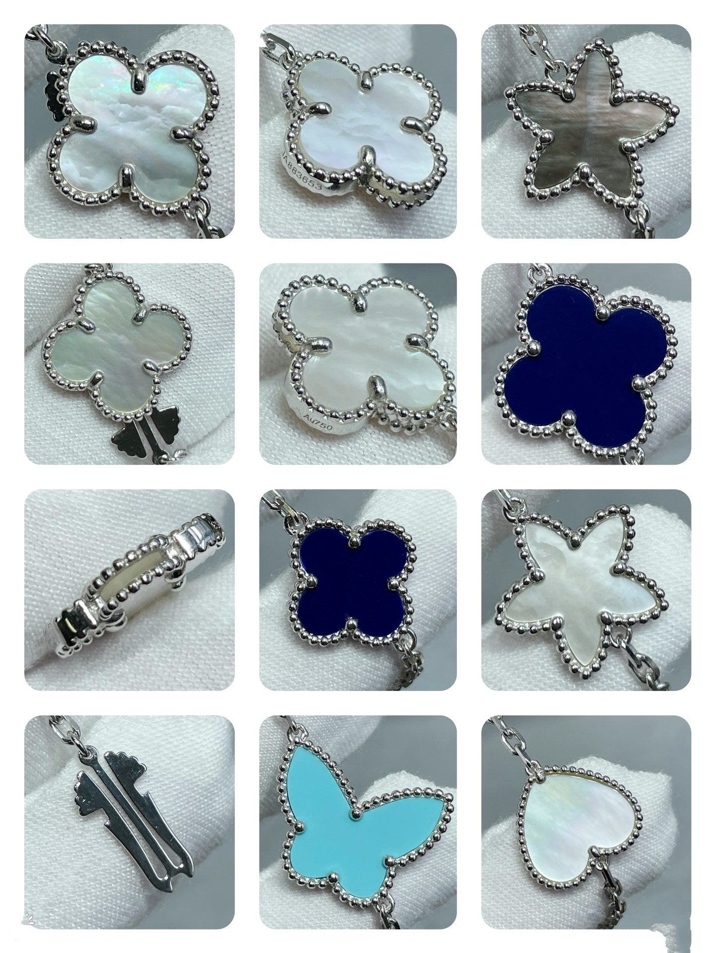Aura LUCKY CLOVER SILVER 11 MOTIF NECKLACE