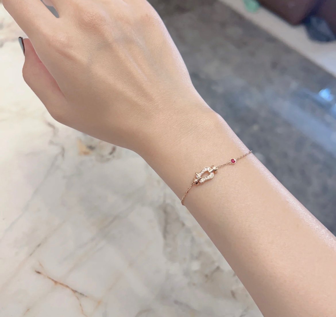 Aura FORCE 10 DIAMOND CHAIN LINK PINK GOLD BRACELET