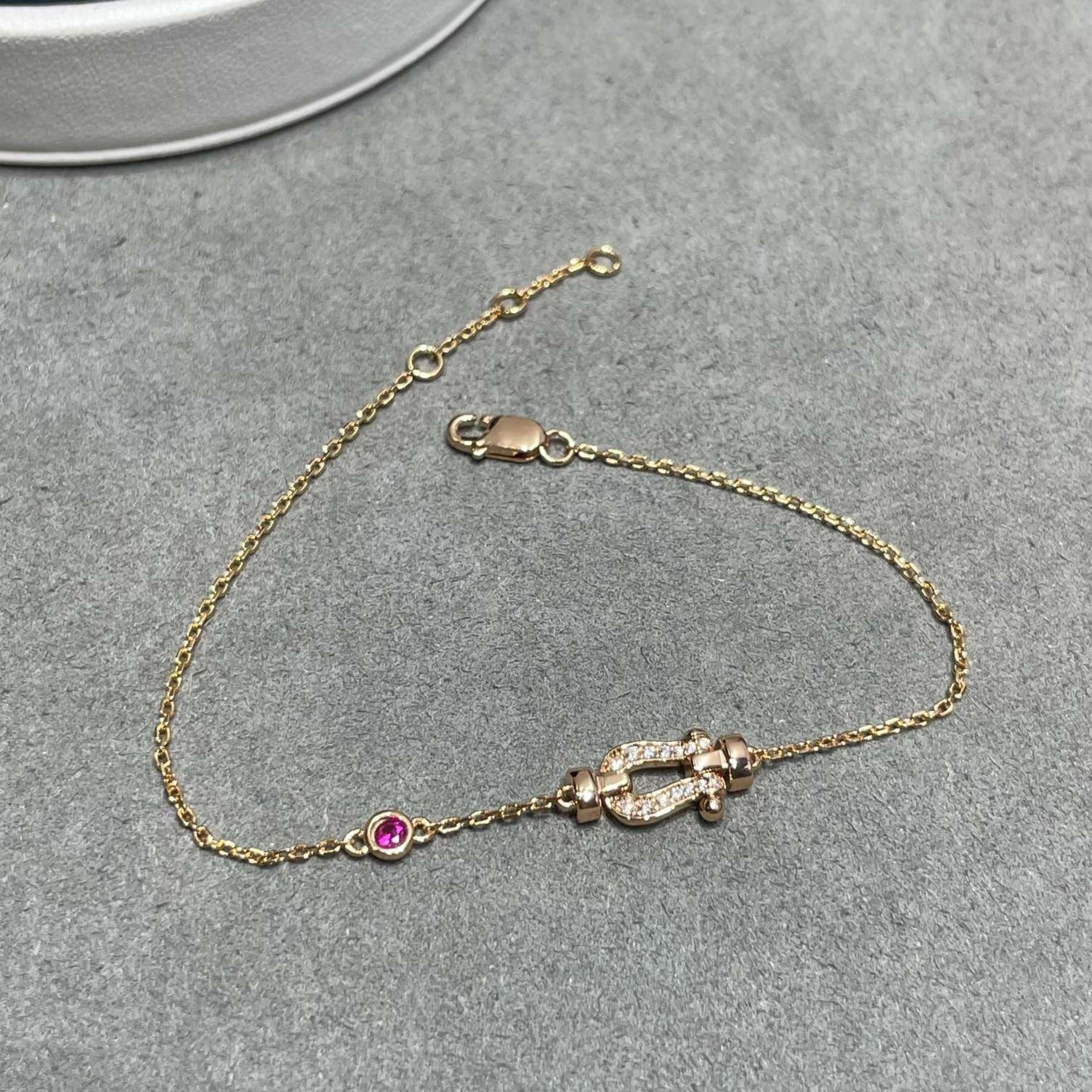 Aura FORCE 10 DIAMOND CHAIN LINK PINK GOLD BRACELET