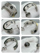 Aura LOVE CERAMIC DIAMOND PAVED SILVER EARRINGS