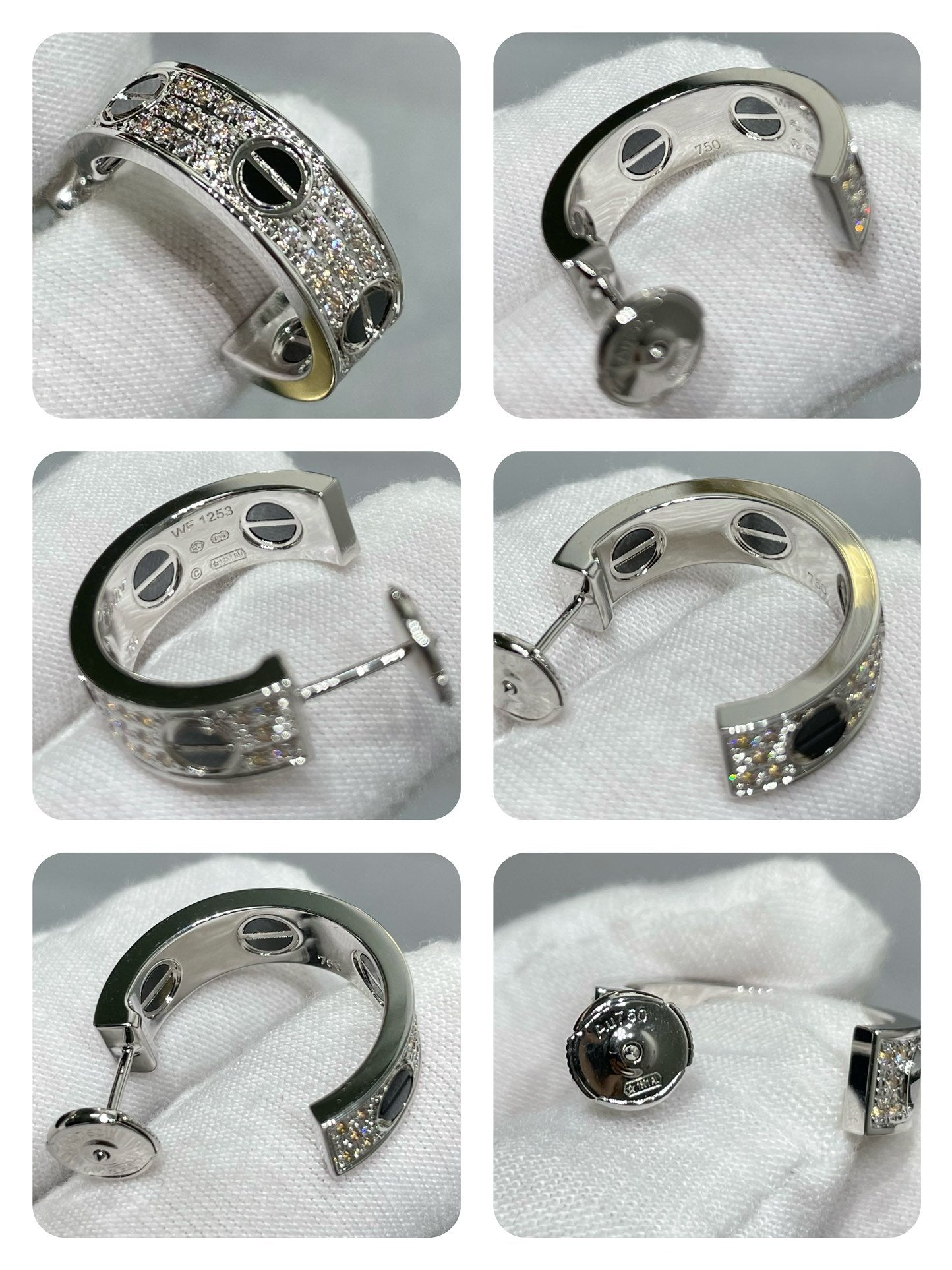 Aura LOVE CERAMIC DIAMOND PAVED SILVER EARRINGS