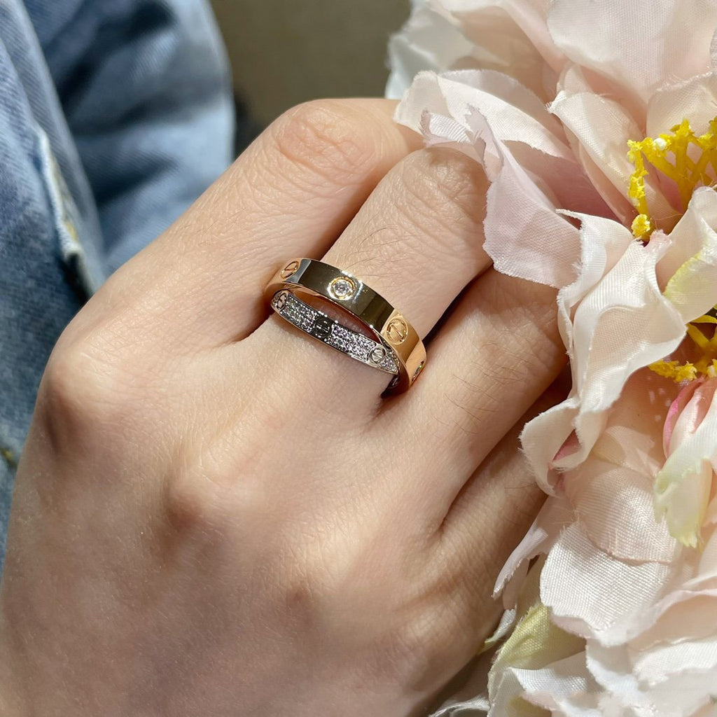 Aura LIEBES ROSÉGOLD SILBER DIAMANT DOPPELRING