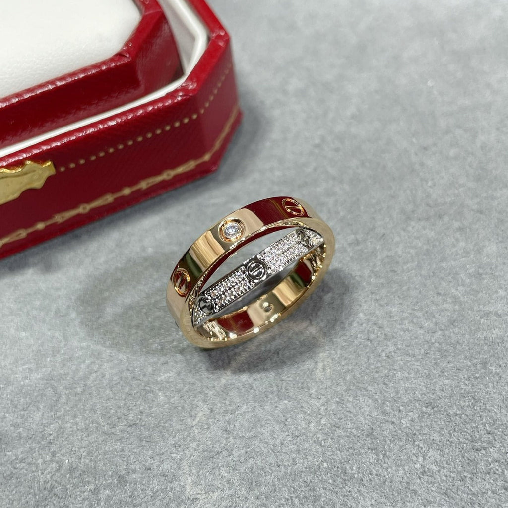 Aura LIEBES ROSÉGOLD SILBER DIAMANT DOPPELRING