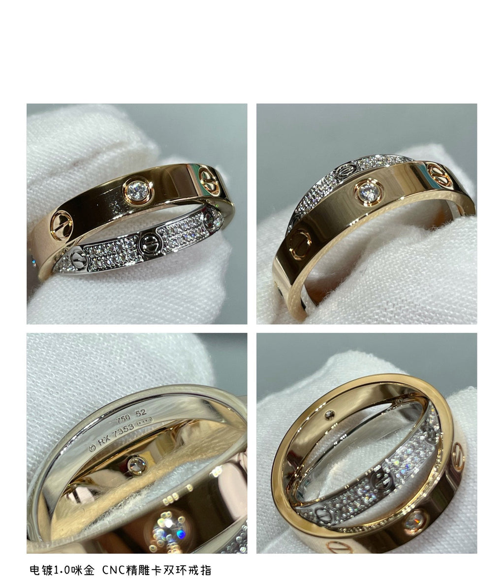 Aura LIEBES ROSÉGOLD SILBER DIAMANT DOPPELRING