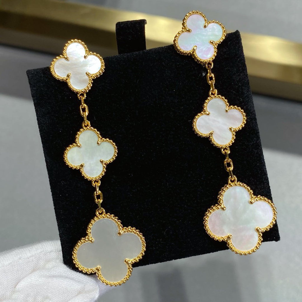 Aura CLOVER MOP 3 MOTIFS GOLD EARRINGS