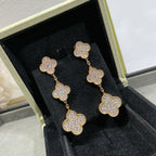 Aura CLOVER 3 MOTIFS DIAMOND PAVED ROSE GOLD EARRINGS