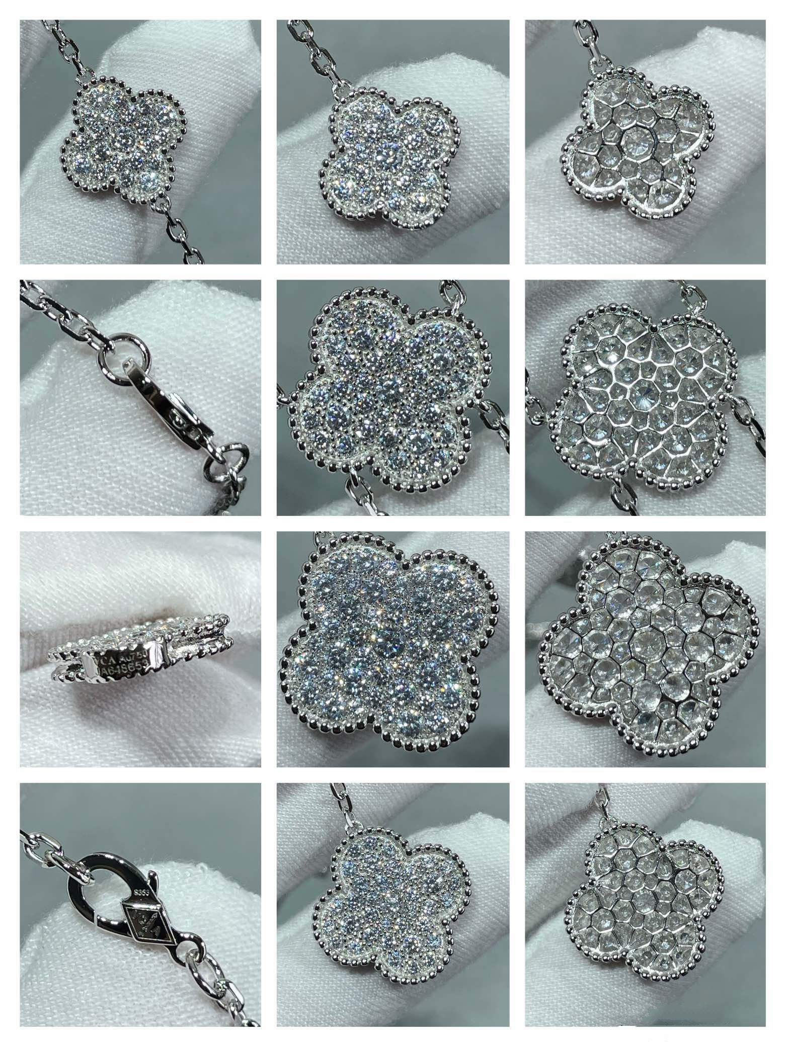 Aura CLOVER 6 MOTIF DIAMOND PAVED NECKLACE
