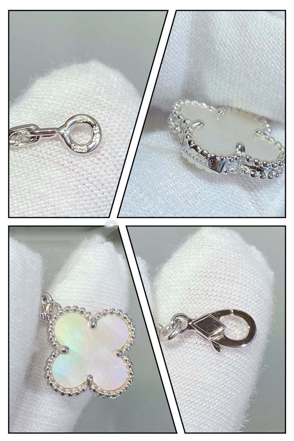 Aura CLOVER 5 MOTIF WHITE MOP SILVER BRACELET