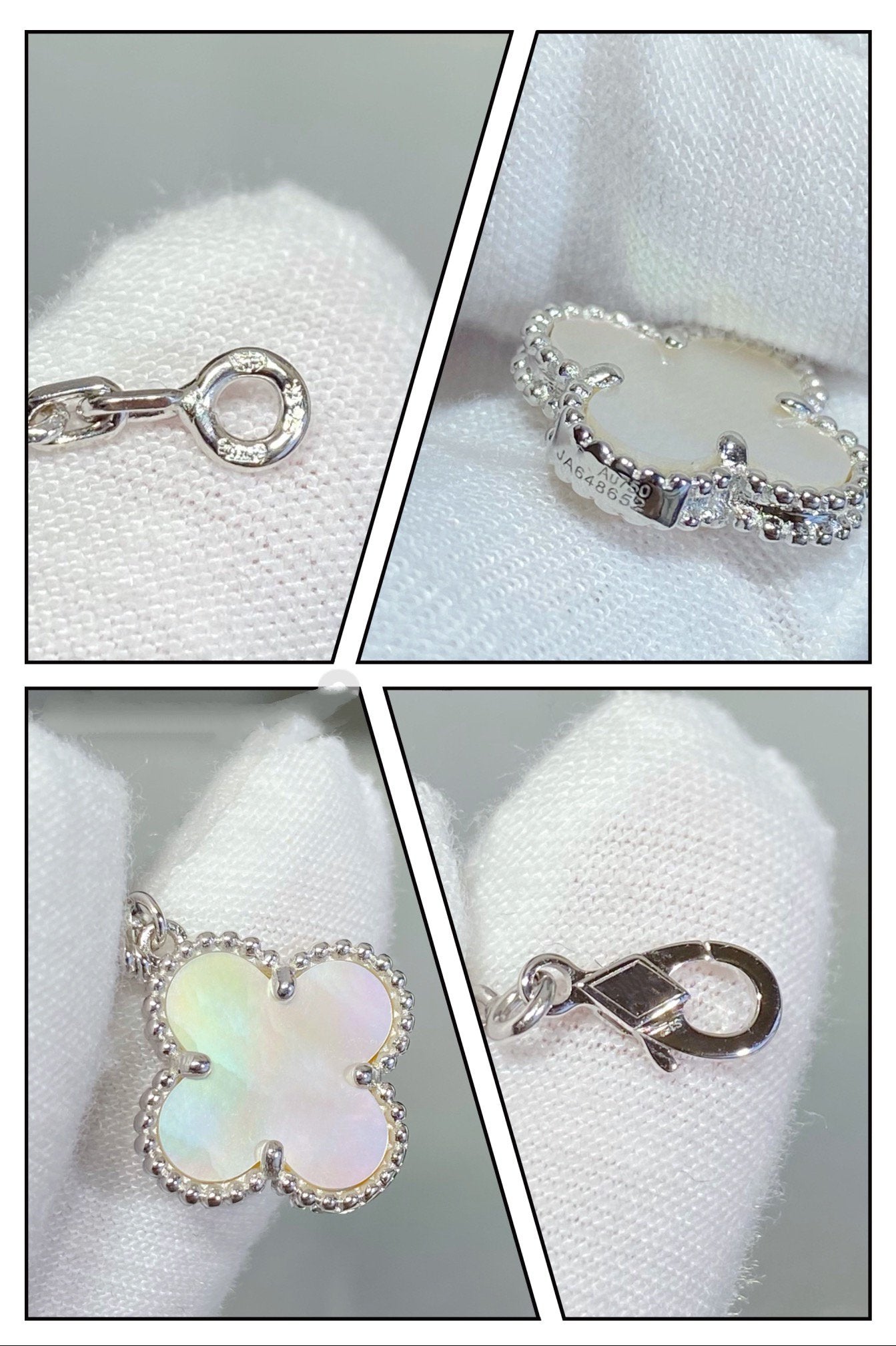 Aura CLOVER 5 MOTIF WHITE MOP SILVER BRACELET