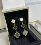 Aura CLOVER 3 MOTIF MOP ONYX DARK MOP PINK GOLD OHRRINGE