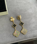 Aura CLOVER 3 MOTIF MOP ONYX DARK MOP PINK GOLD OHRRINGE