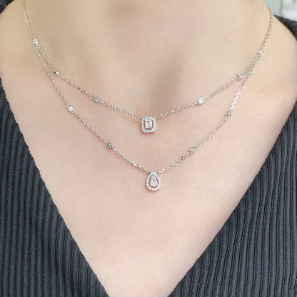 [⭐Aura ]MY TWIN 2 ROW DIAMOND NECKLACE