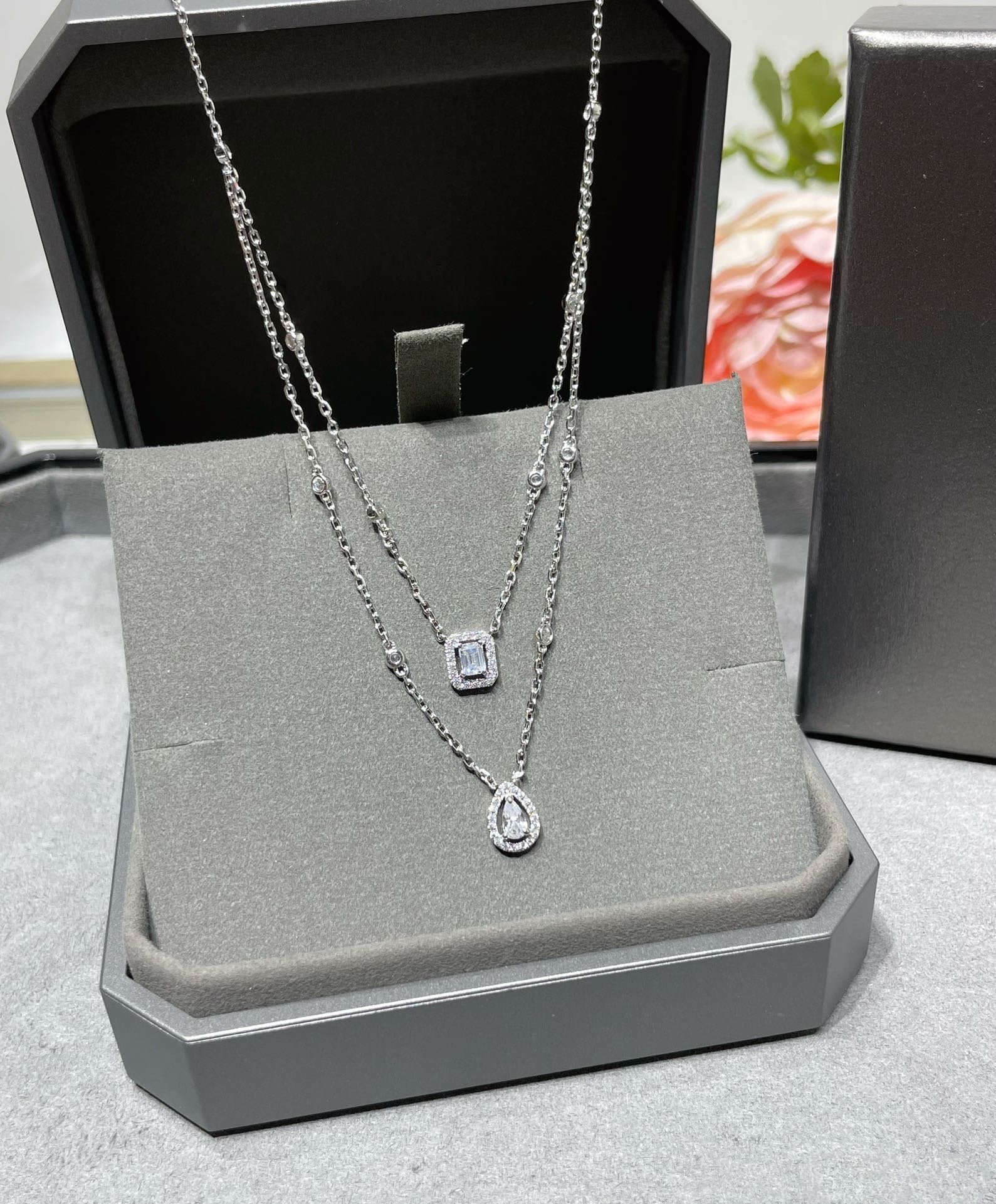 [Aura ] MY TWIN 2 ROW DIAMOND NECKLACE