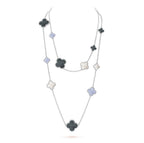 Aura CLOVER 16 MOTIF CHALCEDONY MOP SILVER NECKLACE