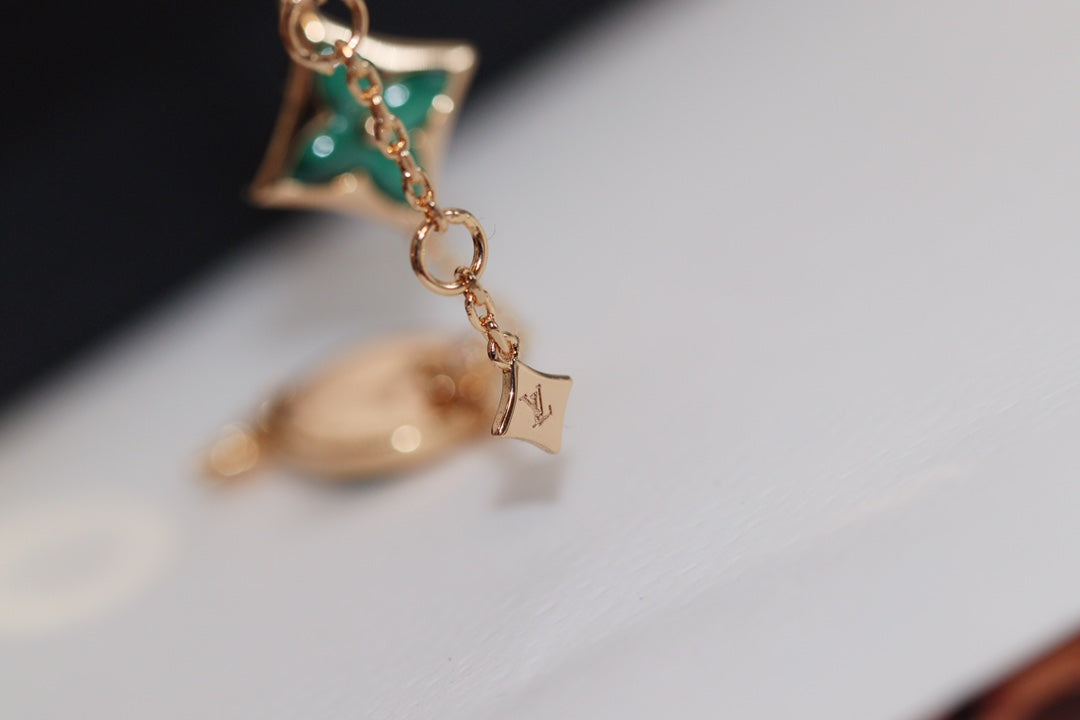 Aura STAR AND SUN 4 MOTIF PINK GOLD MALACHITE BRACELET