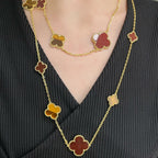 Aura CLOVER 16 MOTIV KARNEOL TIGERAUGE ROSÉGOLD HALSKETTE