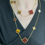 Aura CLOVER 16 MOTIV KARNEOL TIGERAUGE ROSÉGOLD HALSKETTE