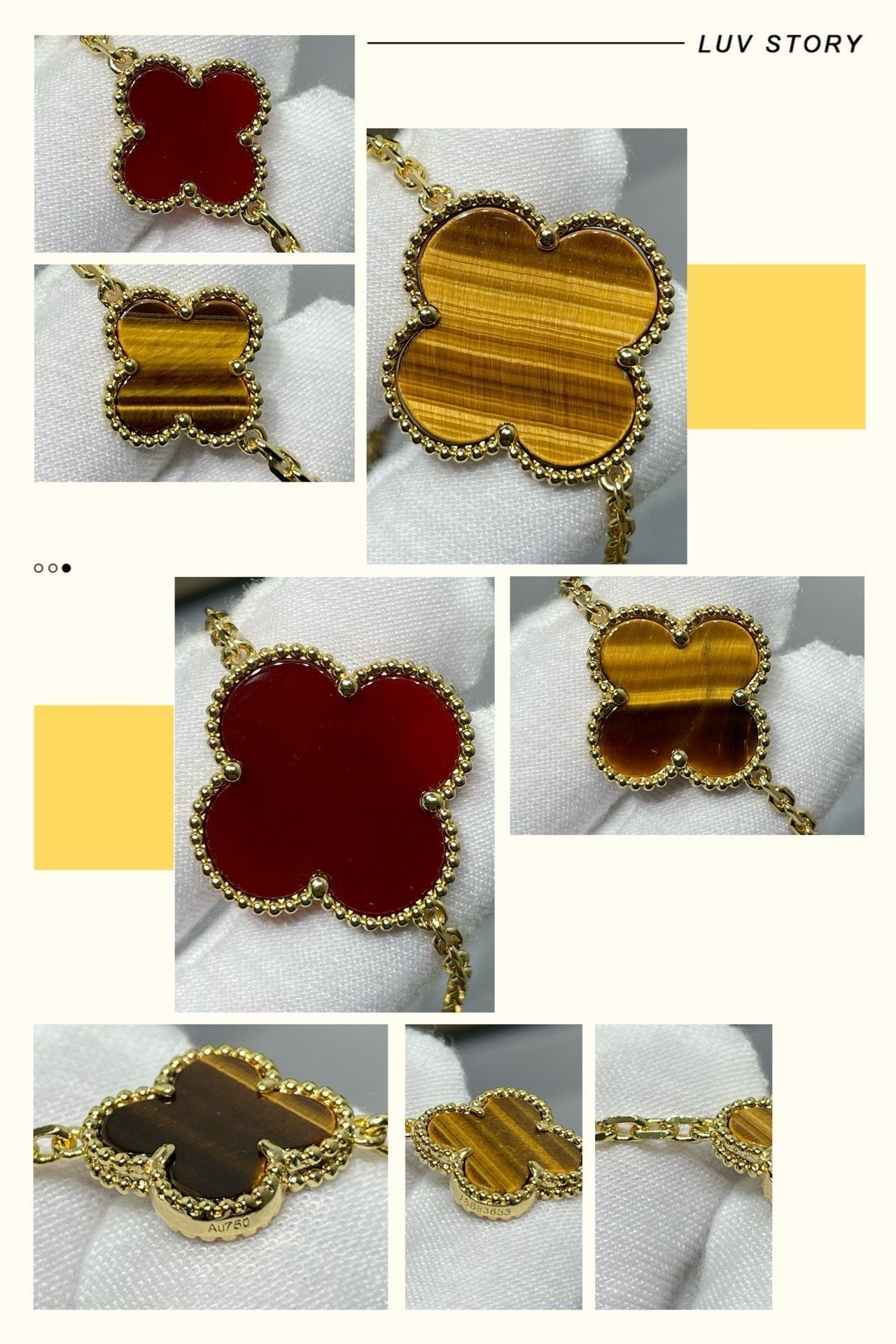 Aura CLOVER 16 MOTIV KARNEOL TIGERAUGE ROSÉGOLD HALSKETTE