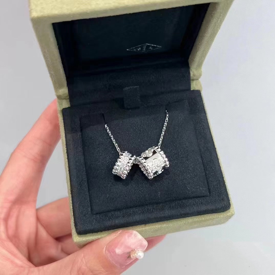 Aura PERLEE DOUBLE PENDANT SILVER DIAMOND NECKLACE