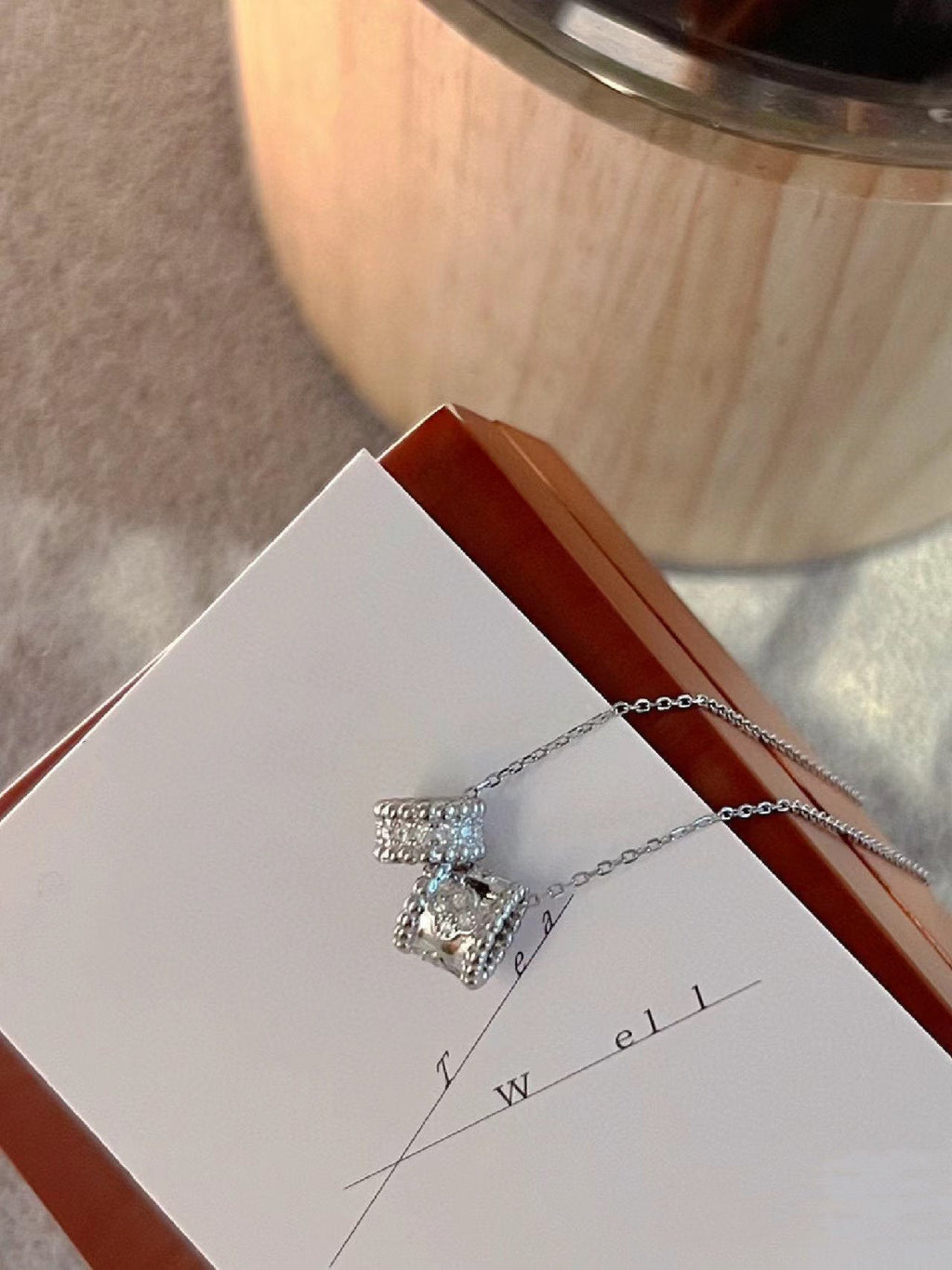 Aura PERLEE DOUBLE PENDANT SILBER DIAMANTEN HALSKETTE