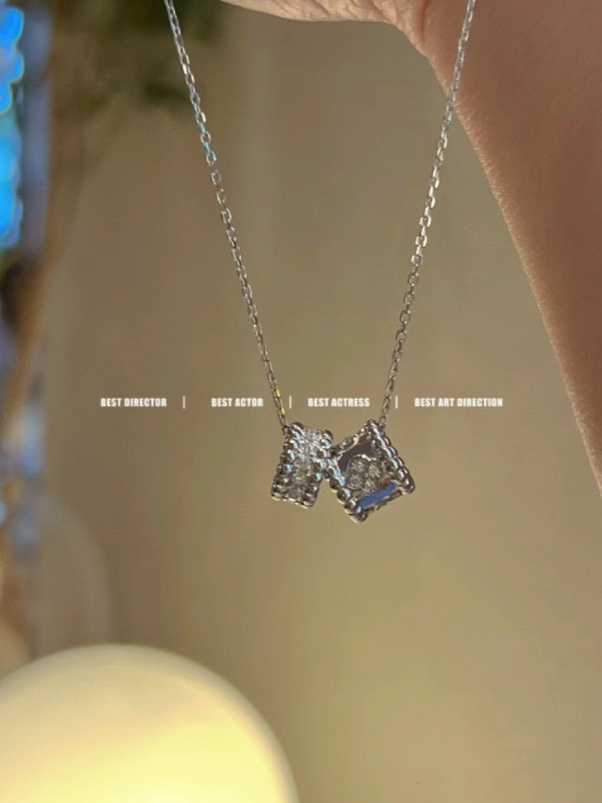 Aura PERLEE DOUBLE PENDANT SILBER DIAMANTEN HALSKETTE