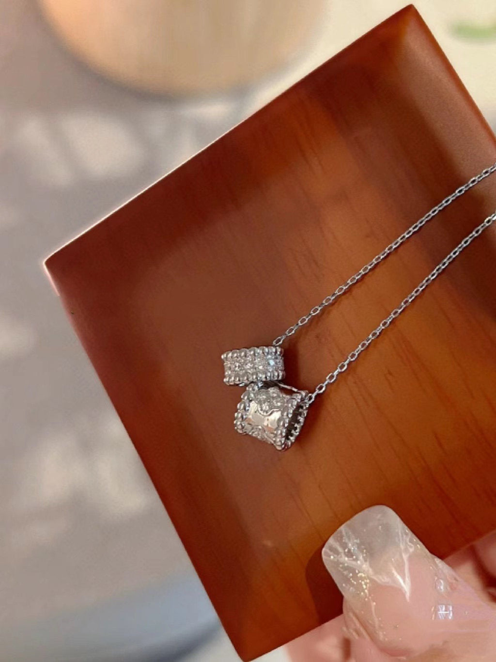 Aura PERLEE DOUBLE PENDANT SILBER DIAMANTEN HALSKETTE
