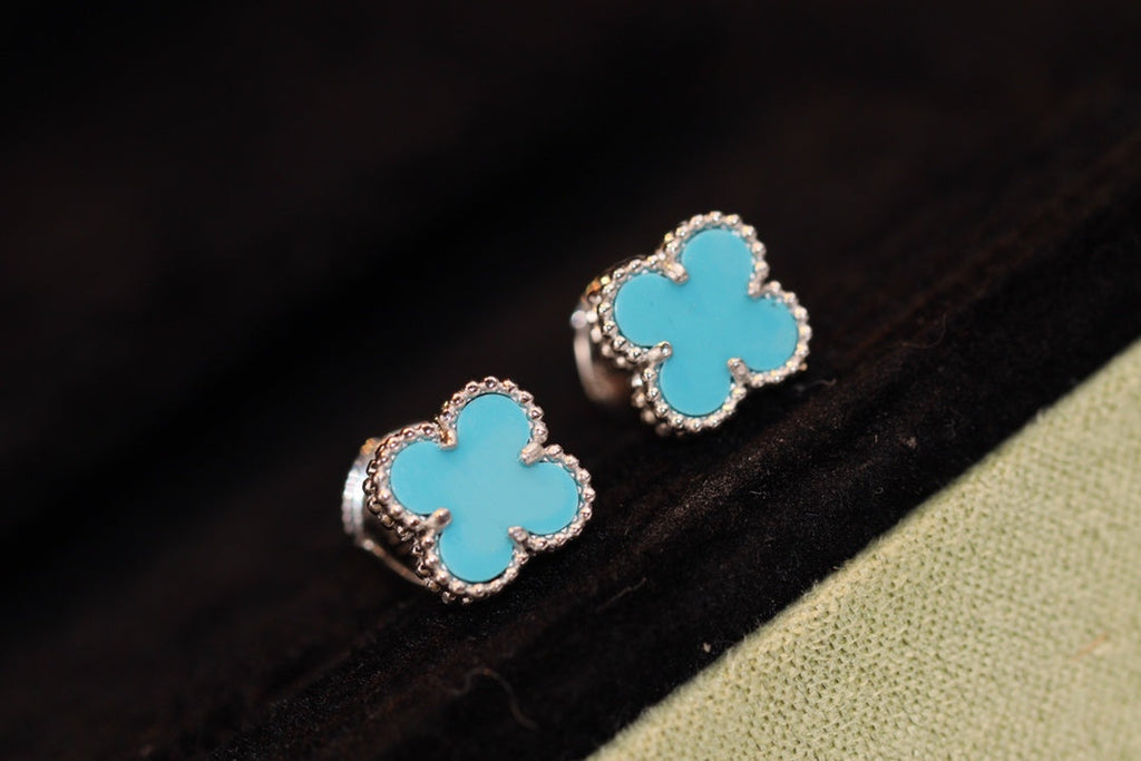 Aura CLOVER MINI TURQUOISE SILVER STUD EARRINGS