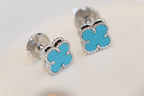 Aura CLOVER MINI TURQUOISE SILVER STUD EARRINGS