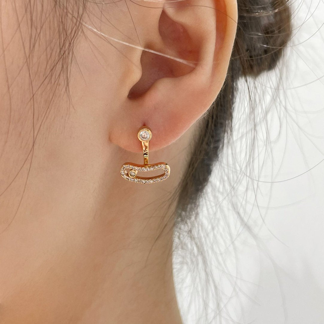 [Aura ] MOVE UNO PINK GOLD DIAMOND EARRINGS