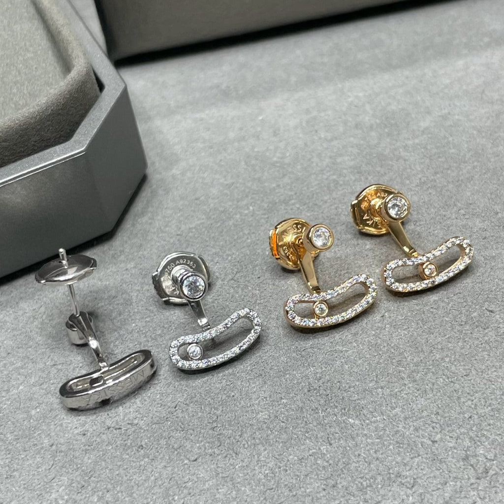 [Aura ] MOVE UNO PINK GOLD DIAMOND EARRINGS