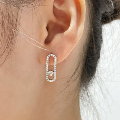 [⭐Aura ]MOVE UNO STUD DIAMOND PAVED EARRINGS