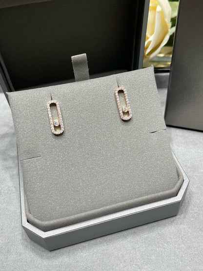 [⭐Aura ]MOVE UNO STUD DIAMOND PAVED EARRINGS
