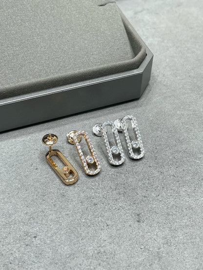 [⭐Aura ]MOVE UNO STUD DIAMOND PAVED EARRINGS